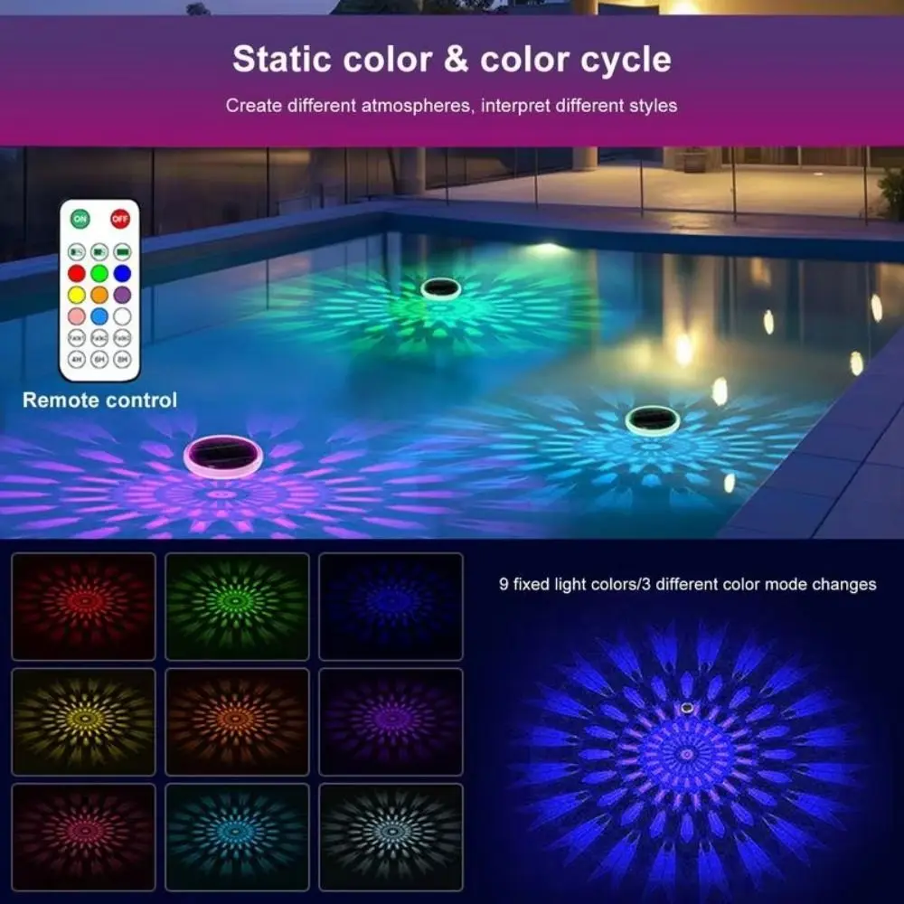 Solar Powered Solar Floating Pond Light 12 Modes with Remote Control Solar Water Drift Lamp Timed High Quality