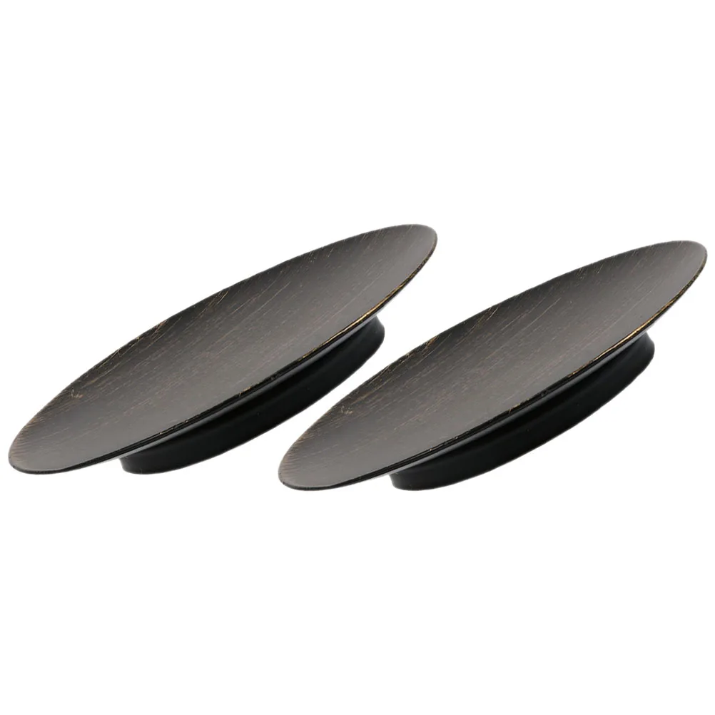 

2pcs Iron Holders Black Retro Design Home Decoration Dining Table Ornaments Metal Plate Candlesticks