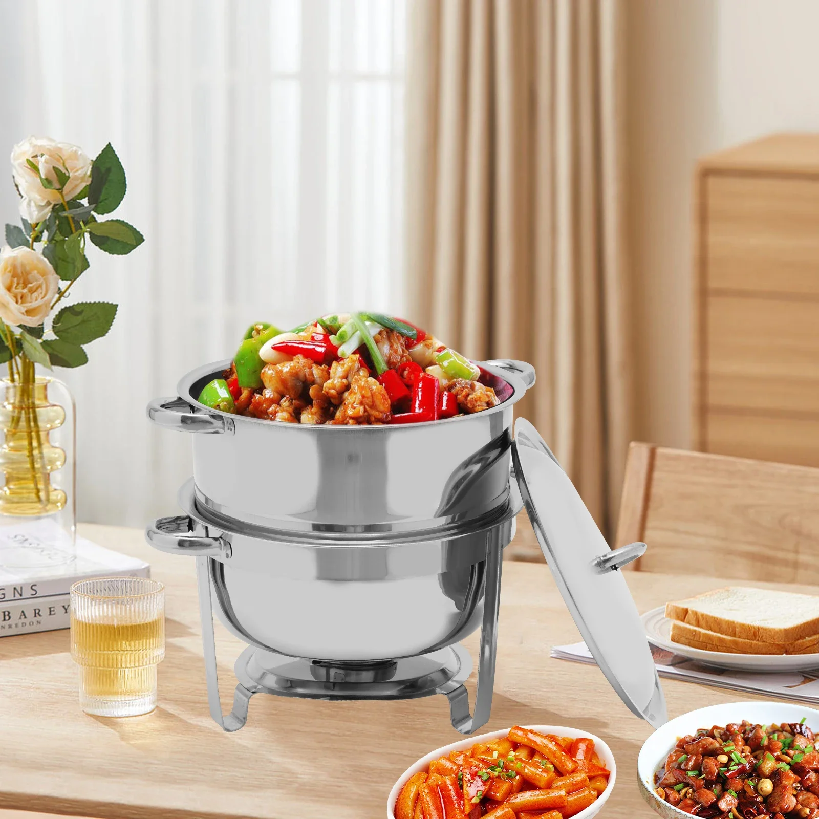 

14QT Stainless Steel Food Warmer Round Chafing Dish Buffet Chafer Serving Warmer