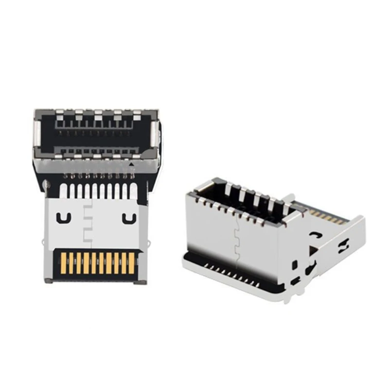 USB Connector Adapter USB3.1 10G to TYPE-E 90 Degree Converter Adapter Case Front Type C Socket for Computer Motherboard