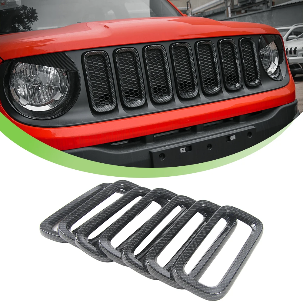 

Передняя решетка автомобиля, защитная решетка, декоративная крышка, защитная накладка для Jeep Renegade 2016 2017 2018, внешние аксессуары, 7 шт.