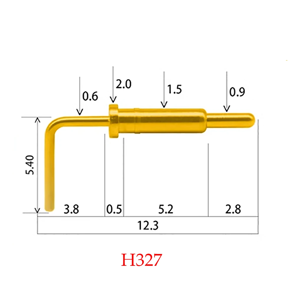 100pcs Bending Antenna Top Pin POGO PIN Spring Pin Connector Plating Current Pin Plating Gold 90 Degree Spring Test Probe