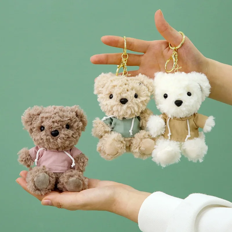 

Cartoon Coffee Bear Plush Keychain Bag Hanging Accessory Cute Hoodie Bear Plush Doll Grab-and-Go Stuffed Animal