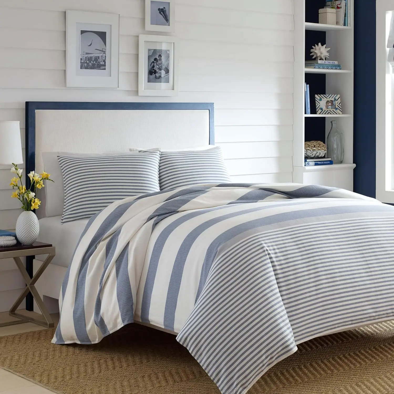 

Queen Duvet Cover Set, Cotton Reversible Bedding with Matching Shams, Mediterranean Inspired Home Decor for All Seasons