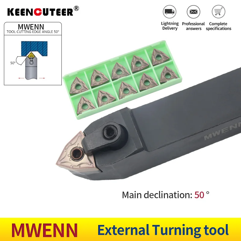 MWENN2020K08 MWENN2525M08 External Turning Tool Holder WNMG Carbide Inserts MWENN Lathe Cutting Machine Tools Set