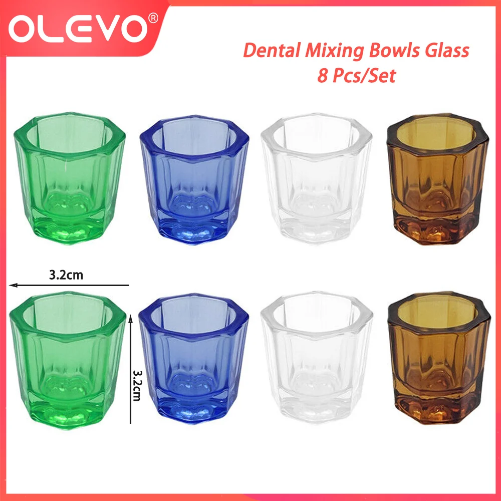 

OLEVO 8 Pcs Dental Mixing Cup Bowls Glass Dappen Dish Glassware Household Octagonal Mixing Reconcile Cup Dentistry Lab Tools