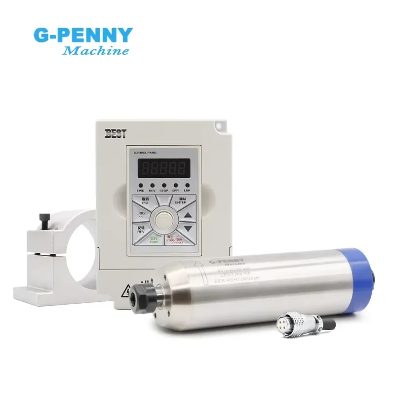 

G-penny 2.2KW ER20 D80 Wood Working Bullet Type 220V/380V Water Cooled Spindle Motor Kit Inverter VFD Milling Bearing
