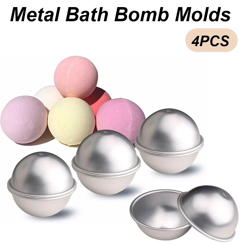 4PCS/Set Semicircle Sphere Bath Bomb Molds Aluminum Alloy Ball Sphere Cake Baking Mold for DIY Making Supplies Pastry Mould