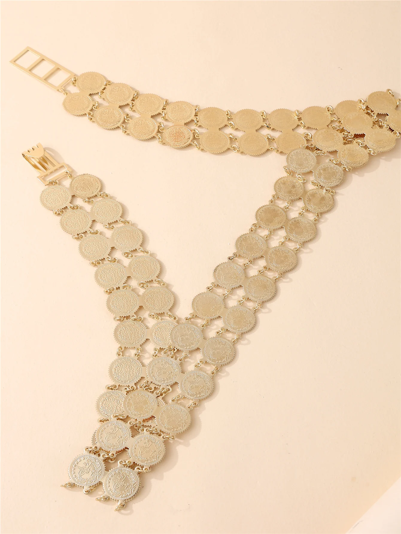Arabische Damen-Münzen-Design-Taillenkette, luxuriöser Vintage-Stil, verstellbar für Hochzeit, Party, Festival – Detail 3
