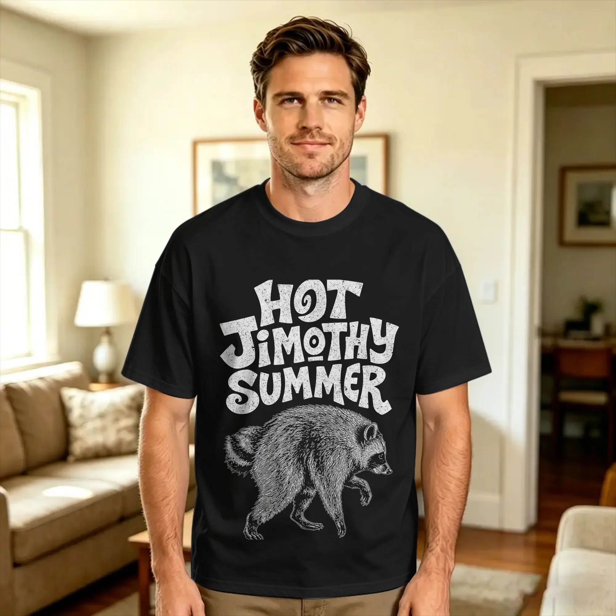 Streetwear T-Shirt Summer Hot Jimothy Summer Timothy Raccoon Stay Weird Fashion T Shirts  100 Cotton Tshirt for Man Top Tees