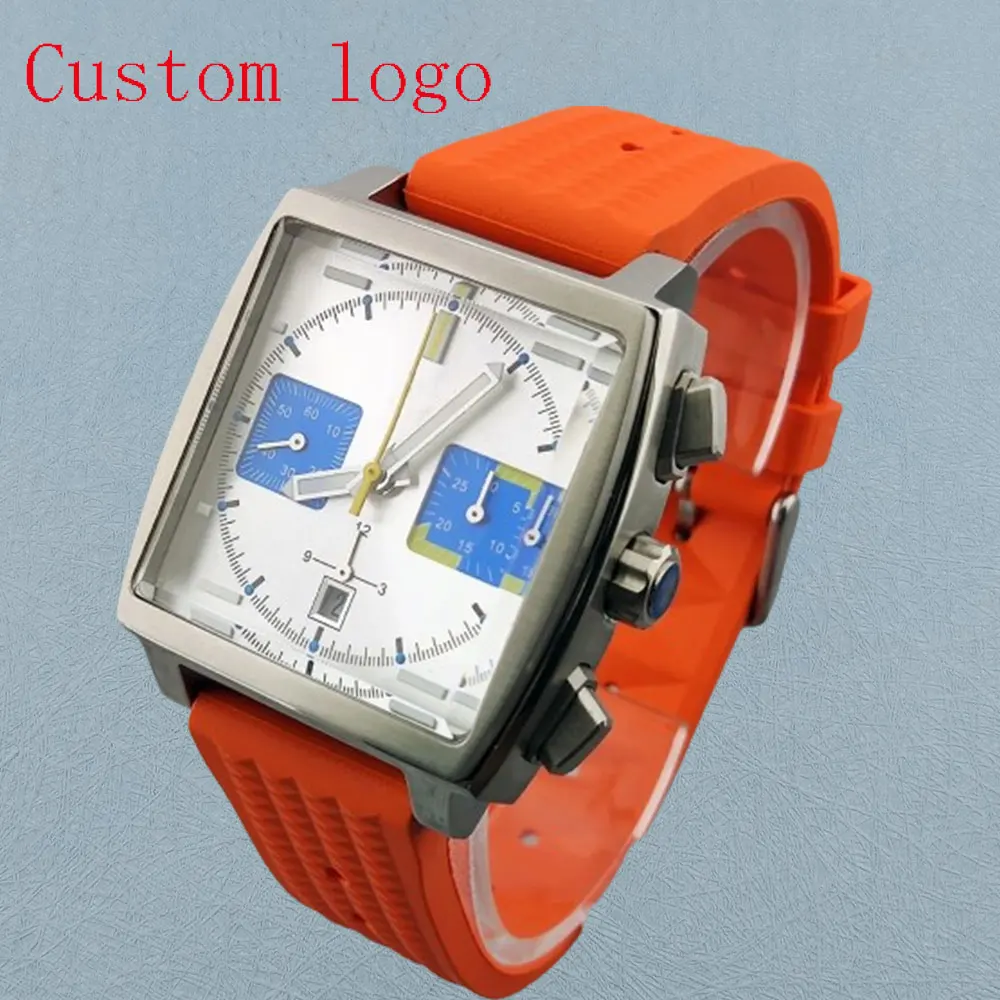 

Custom logo 40mm square watch ETA 7750 Watch Multi-function chronograph movement 316L stainless steel r waterproof men's watch1