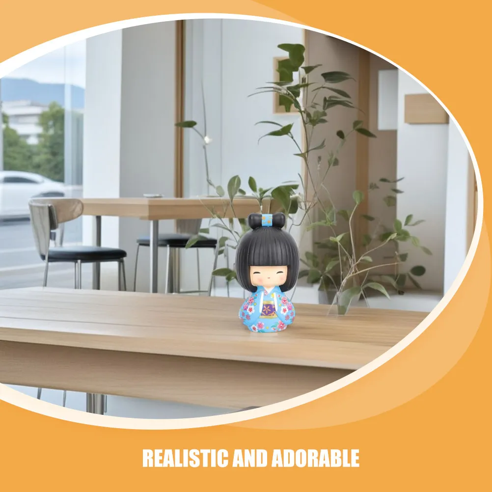 Japanese Style Kimono Decoration Resin Traditional Cute Ornament for Desktop Table Car Display Japanese Ornaments