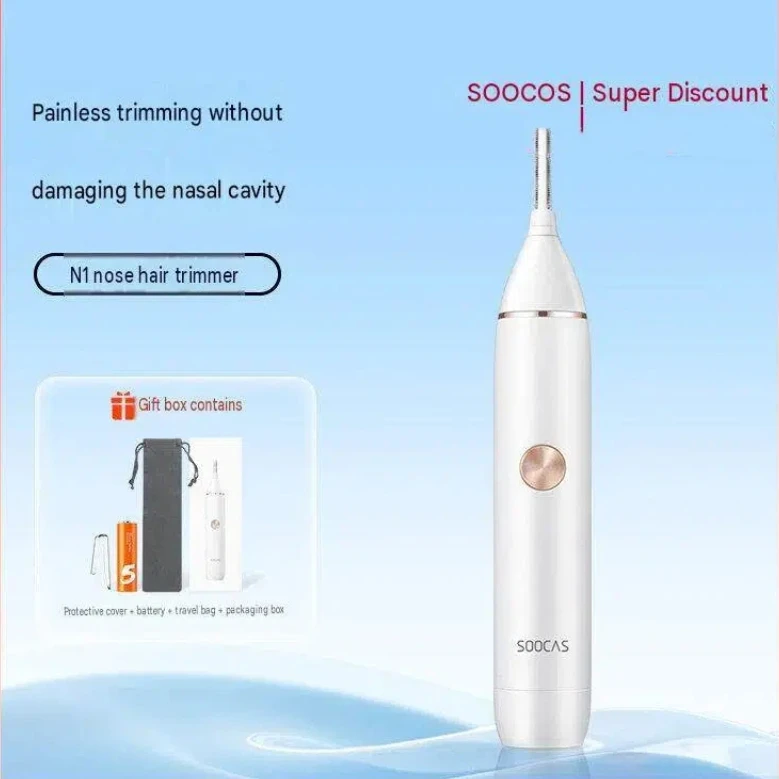 soocas-鼻毛トリマー、電動鼻毛シェーバー、携帯用鼻毛カッター、鼻腔用ハサミ
