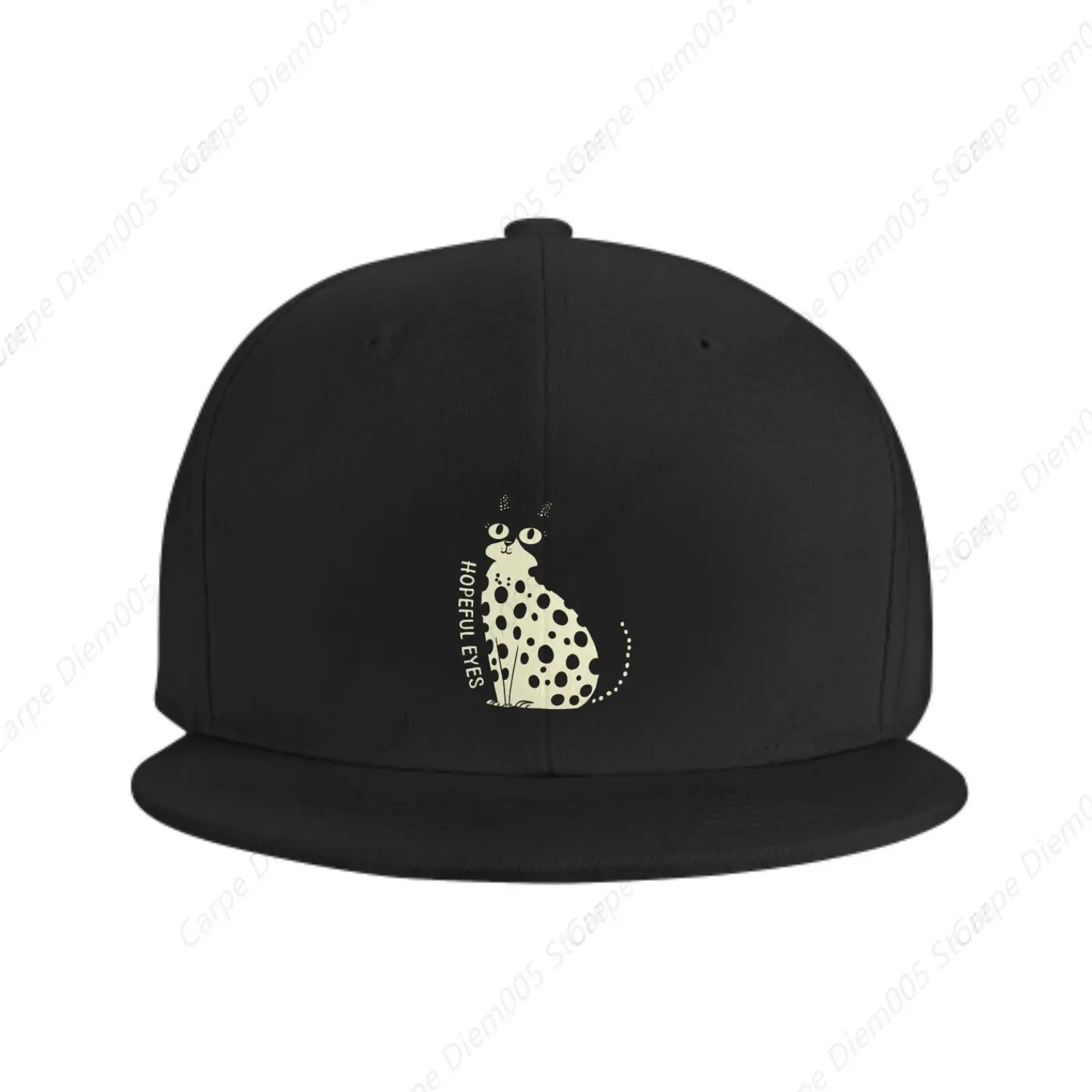 

The Cat'S Eye Cap Hopeful Cat Flat Brim Hip Hop Baseball Cap For Men Women Pets Owner Print One Size Outdoor Walking