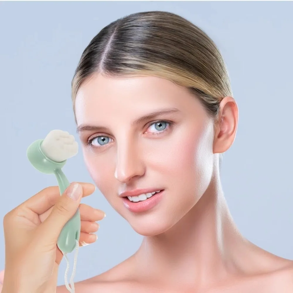 Pore Cleaner​​ Wash Face Brush Deep Cleaning Blackhead Facial Exfoliator Brush​​ Massage Facial Care Long Handle Scrubber​​