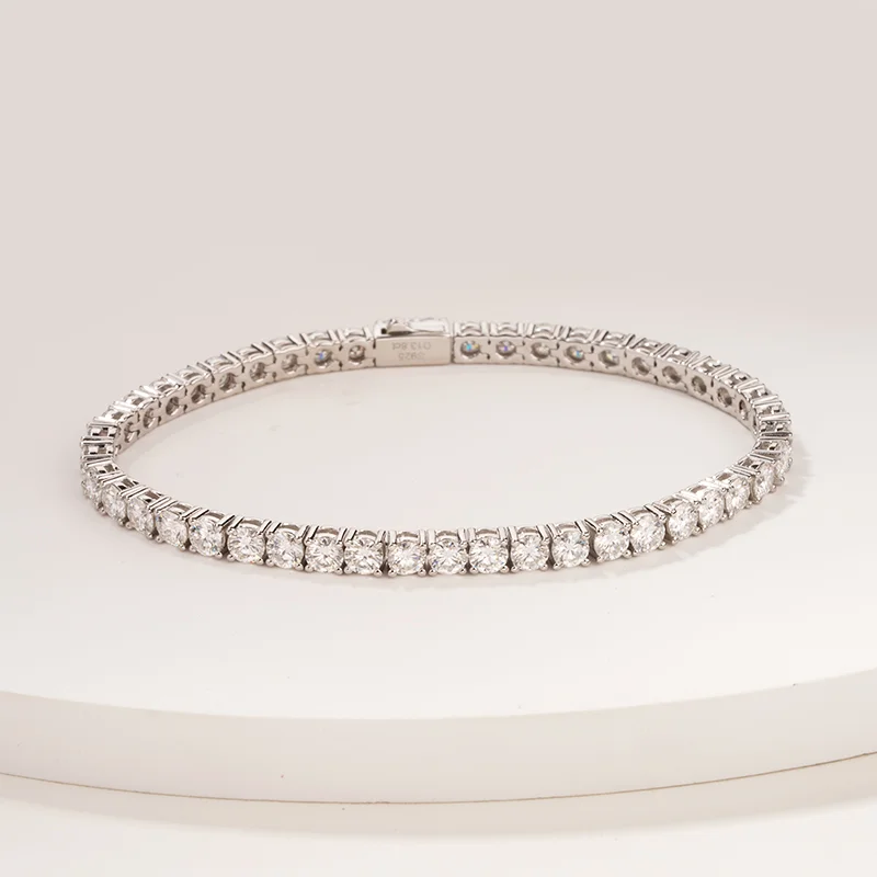 925 sterling silver White Gold Plated chain bracelet charm moissanite tennis bracelet