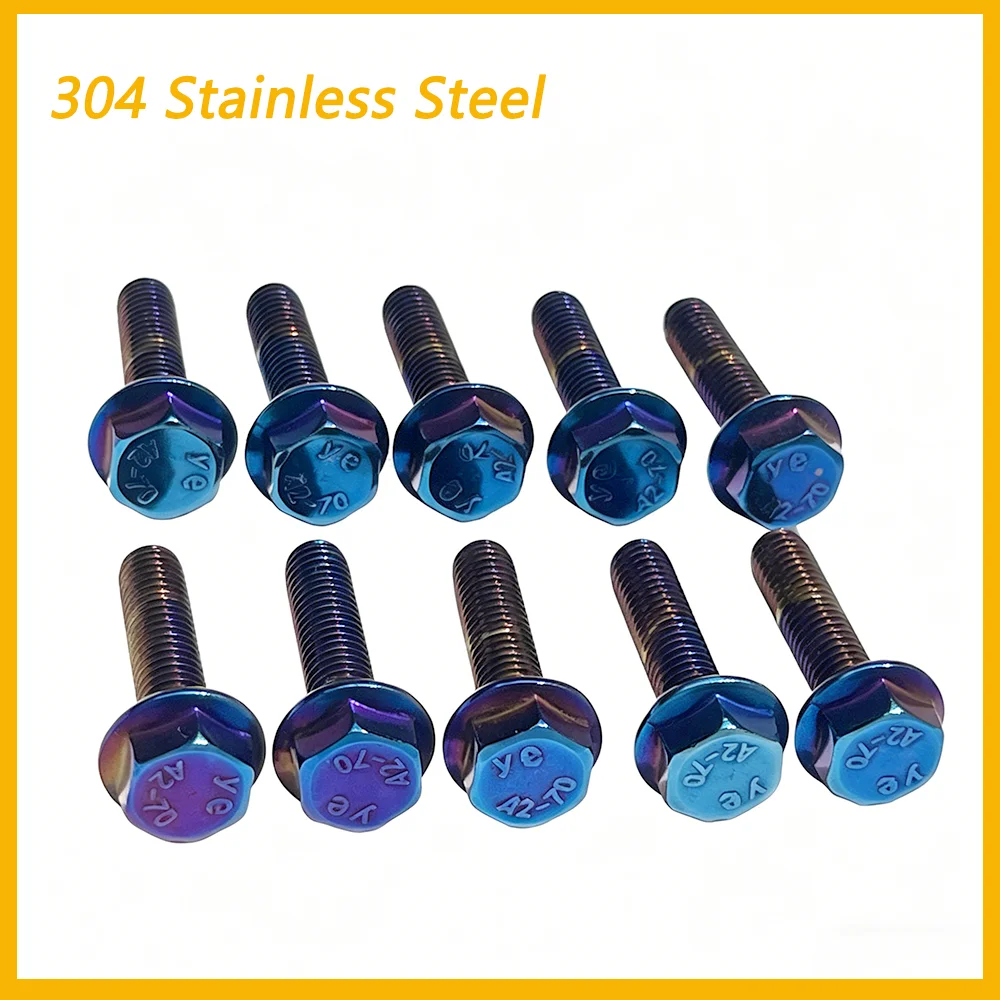 304 Stainless Hex Flange Bolt M5 M6 M8 M10 Serrated Anti-Slip Screw 10/16/20/25/30mm GB5789 Hardware Fastener