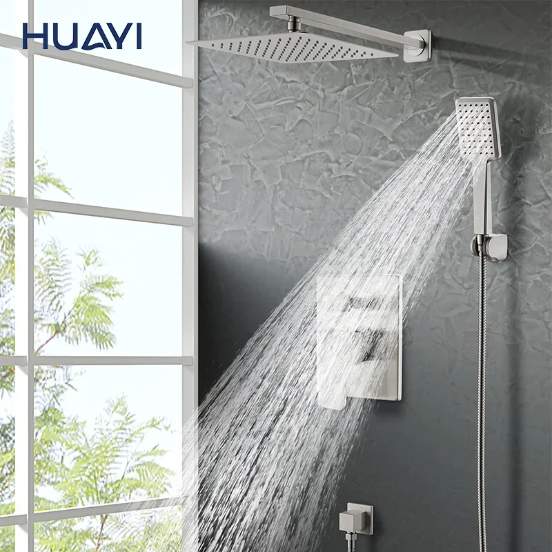 005 Factory Brushed Nickel Shower Mixer bathroom high pressure rain shower set