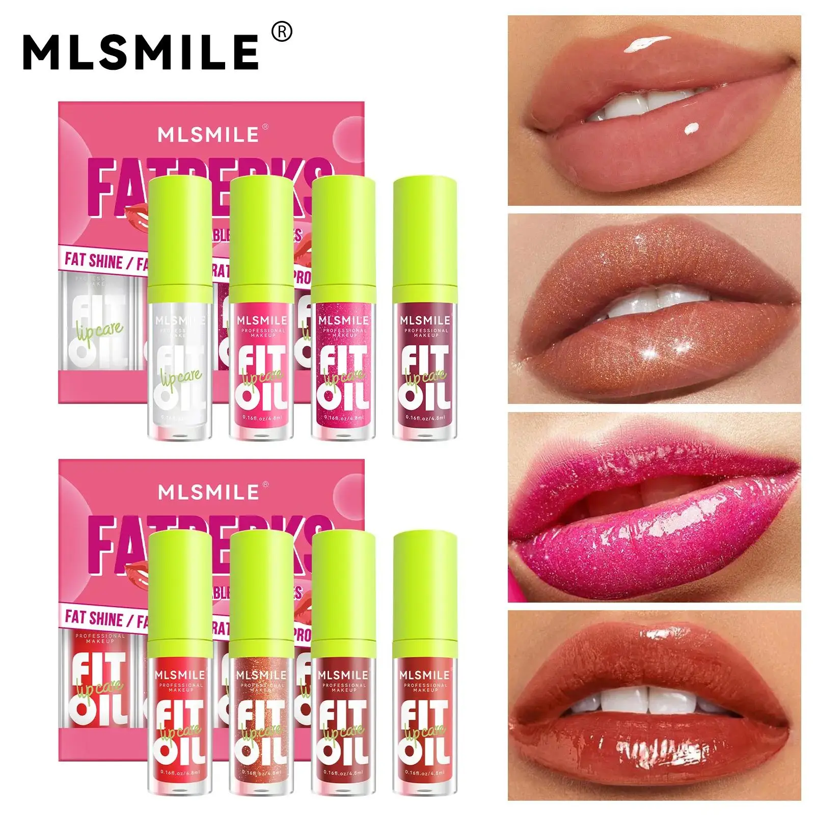 4-teiliges Set Spiegelperlen-Lipgloss, langanhaltend, feuchtigkeitsspendend, feuchtigkeitsspendend, klares Lippenbalsamöl, mehrfarbige Lippenverbesserung