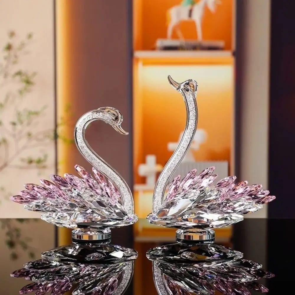 

Exquisite Crystal Swan Figurine Elegant Creative Swan Statue Crafts Romantic Crystal Desktop Ornaments Living Room