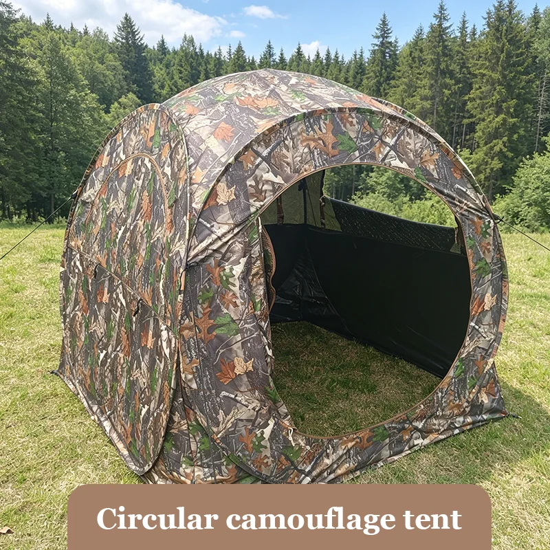 Pop Up Camo Hunting Tent Round Dome One Way Mesh Window Lightweight for Deer Turkey Hunting Outdoor