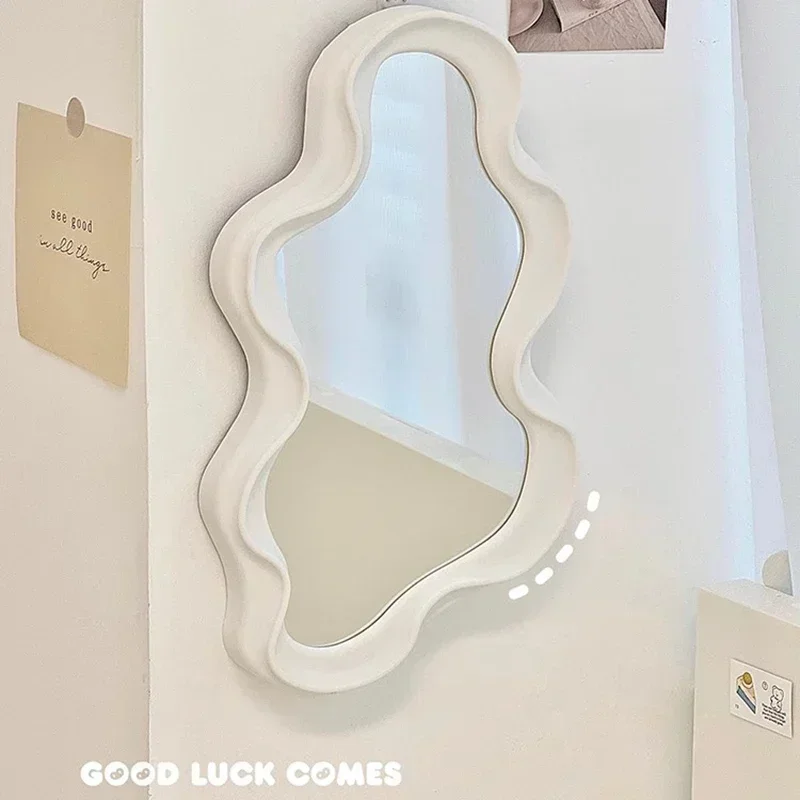 Wavy Wall Mirror Items Girls Small Floor Funky Cloud White Cute Mirror Men Nordic Korean Plastic Espelhos Home Decorations Cheap