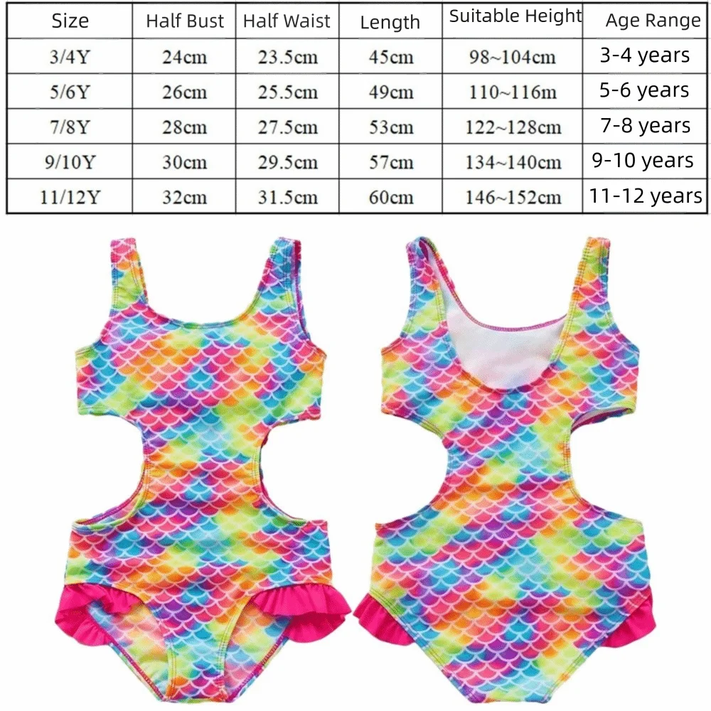 Traje de baño niños una pieza cintura alta diseño hueco escamas - imagen 3