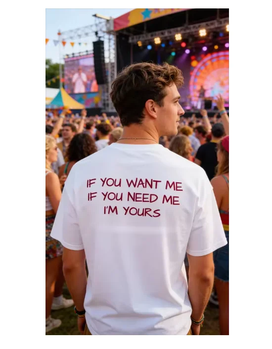 Herren-T-Shirt Sommer Musikfestival Liedtext-Muster T-Shirt Streetwear Kurzarm Lässiges Übergrößen-Konzert-Oberteil