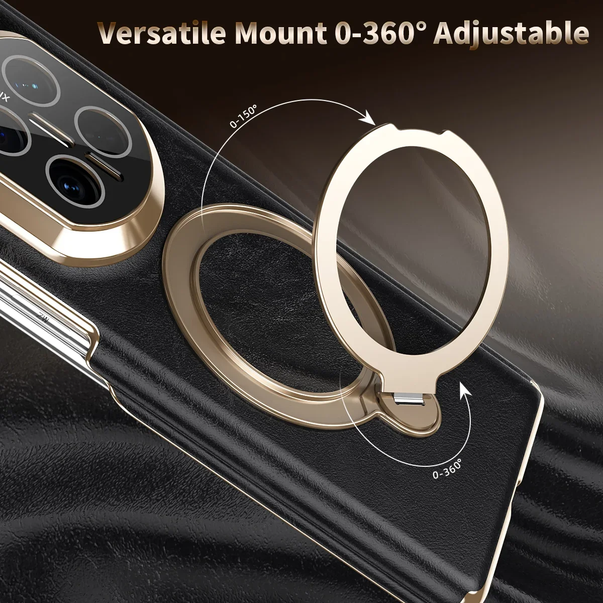 Advanced Oil Wax Texture Leather Phone Case, For Huawei Mate X7 X6 X5 Central Hinge All Inclusive Lens Protection Bracket Cover view 2