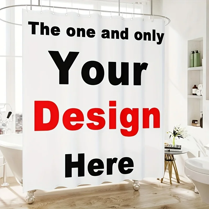 Custom Photo Shower Curtain, Personalized DIY Text Print, Customizable Bathroom Decor, Waterproof Polyester Fabric Screen