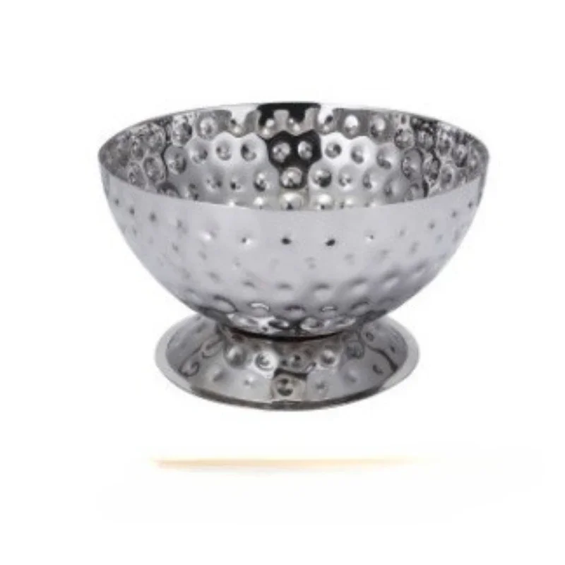 

Stainless steel gold-plated round hammered champagne plate, hammered juice drink ice plate