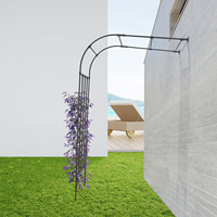 Half Side Garden Arch Trellis 1.5x2.6m Black Half-Arched Trellis Trellises Decoration for Lawn Patio Backyard Garden Archway