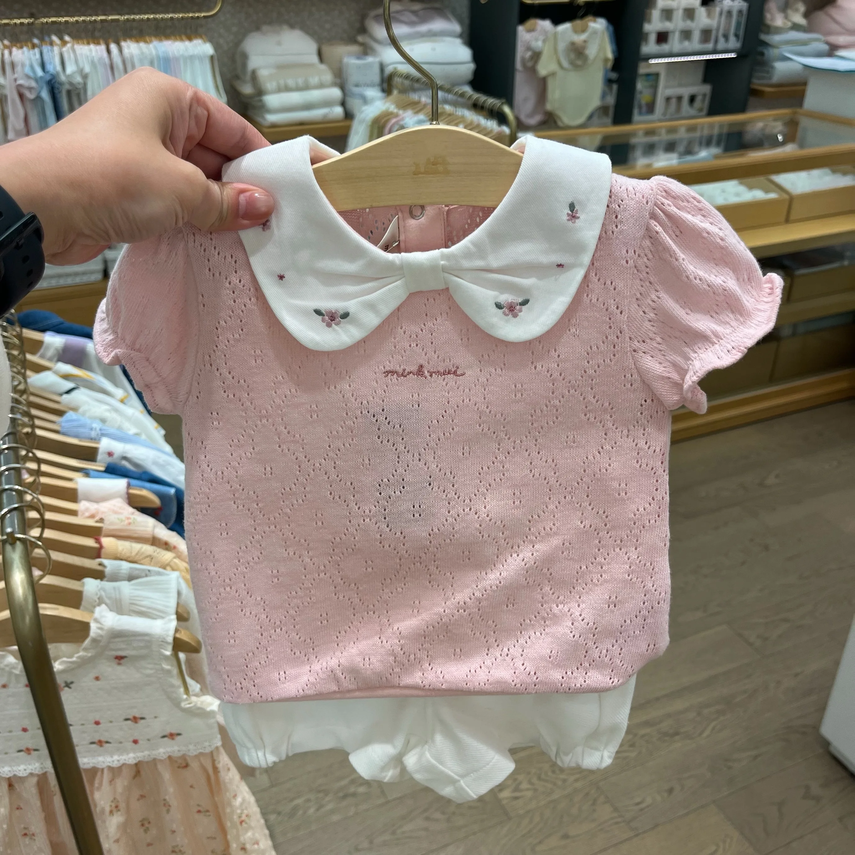 

Cute Pink Doll Collar Short Sleeve Pure Cotton T-Shirt Set for Girls Summer Fashionable Kids Clothing Baby Outfit Ensemble