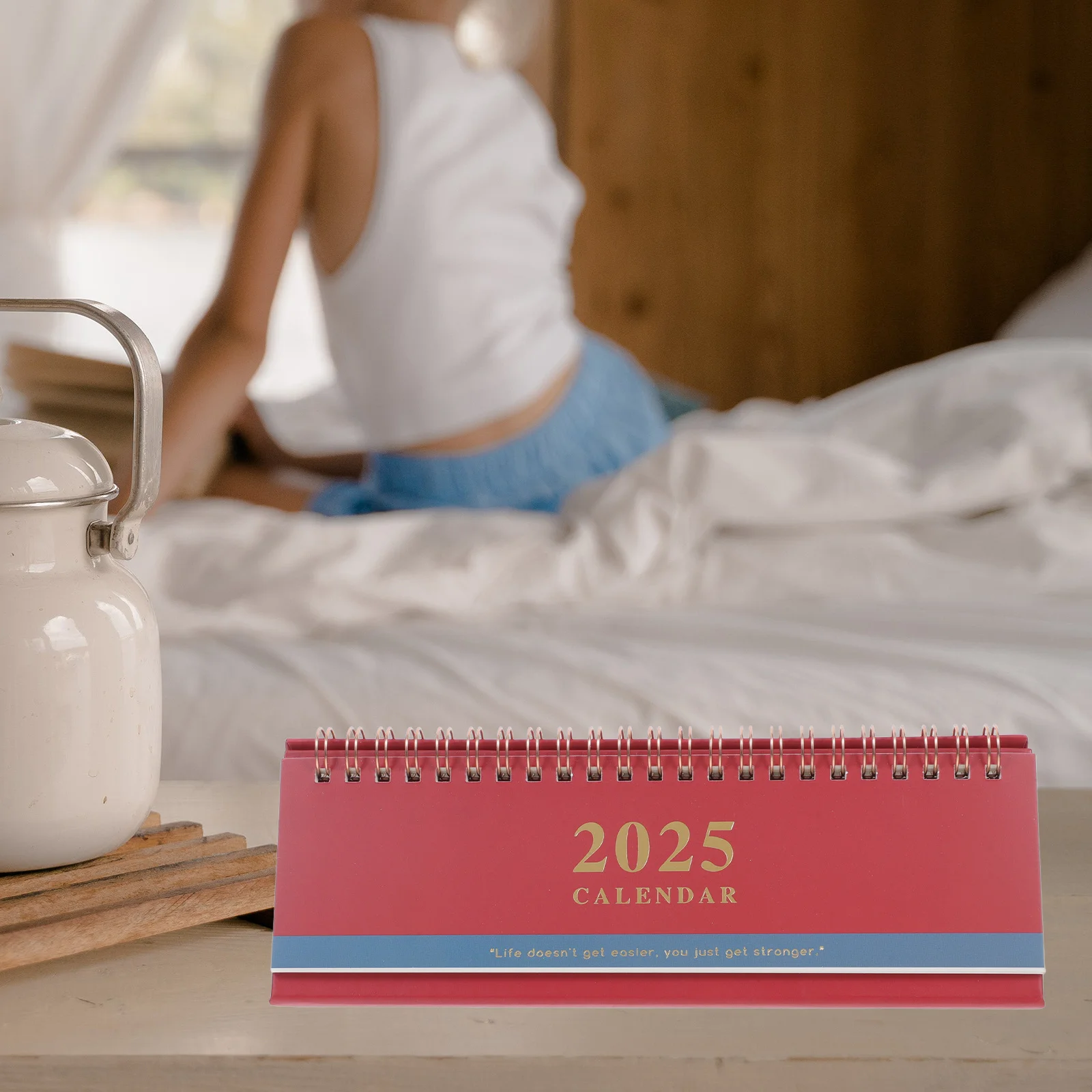 

Long Desk Calendar Sleek Elegant Coil Design Versatile Decorative Planner Office Home Classroom Flip Monthly Desktop