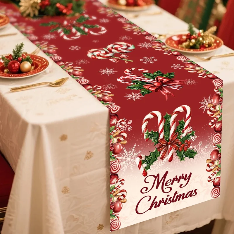 Frohe Weihnachten, Weihnachtsmann, Tischläufer, Weihnachtsdekoration für Zuhause, 2025, Winterurlaub, Küche, Esstisch, Dekoration, Navidad-Geschenke – Detail 8