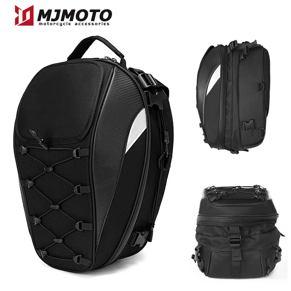 

MJMOTO Waterproof Motorcycle Tail Bag Big Capacity Motocross Rear Seat Bag Multifunction Motorbike Bag Reflective Wear-resistant