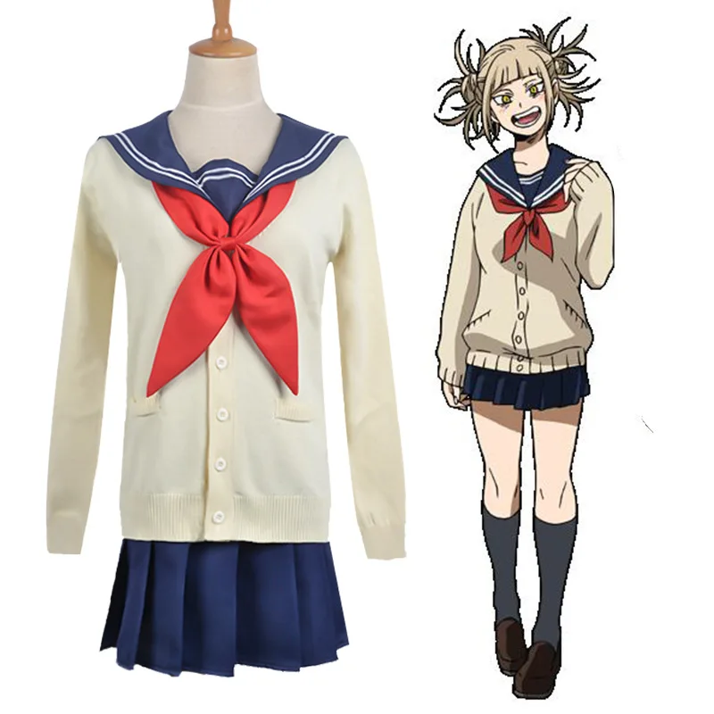 My Hero Academia Cross my body / Himiko Toga Cosplay Costume JK academy clothes sailor suit Long Short Sleeve Top Sweater skirt