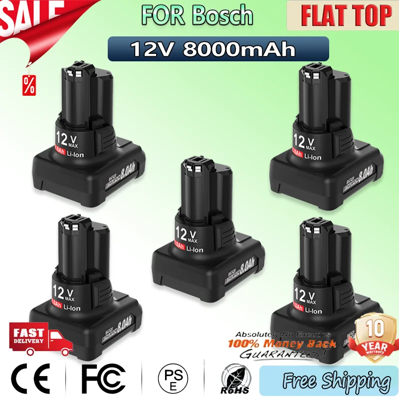 لبوش BAT420 بطارية 12 فولت 8.0Ah ليثيوم أيون قابلة للشحن BAT412A BAT413A D-70745Gop 2607336013 2607336014 أداة تبديل البطارية #1