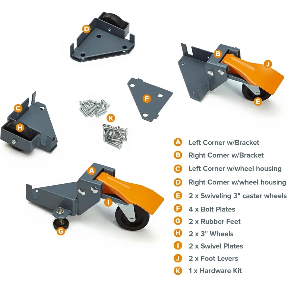 Heavy-Duty Universal Adjustable Rolling Base Kit for Customizable Dolly and Roller Frame