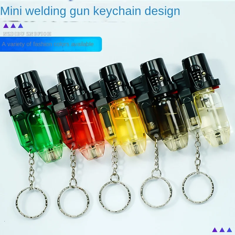 Mini Keychain Transparent Oil Compartment Direct Injection Small Gun Butane Inflatable High-grade Boutique Windproof Lighter