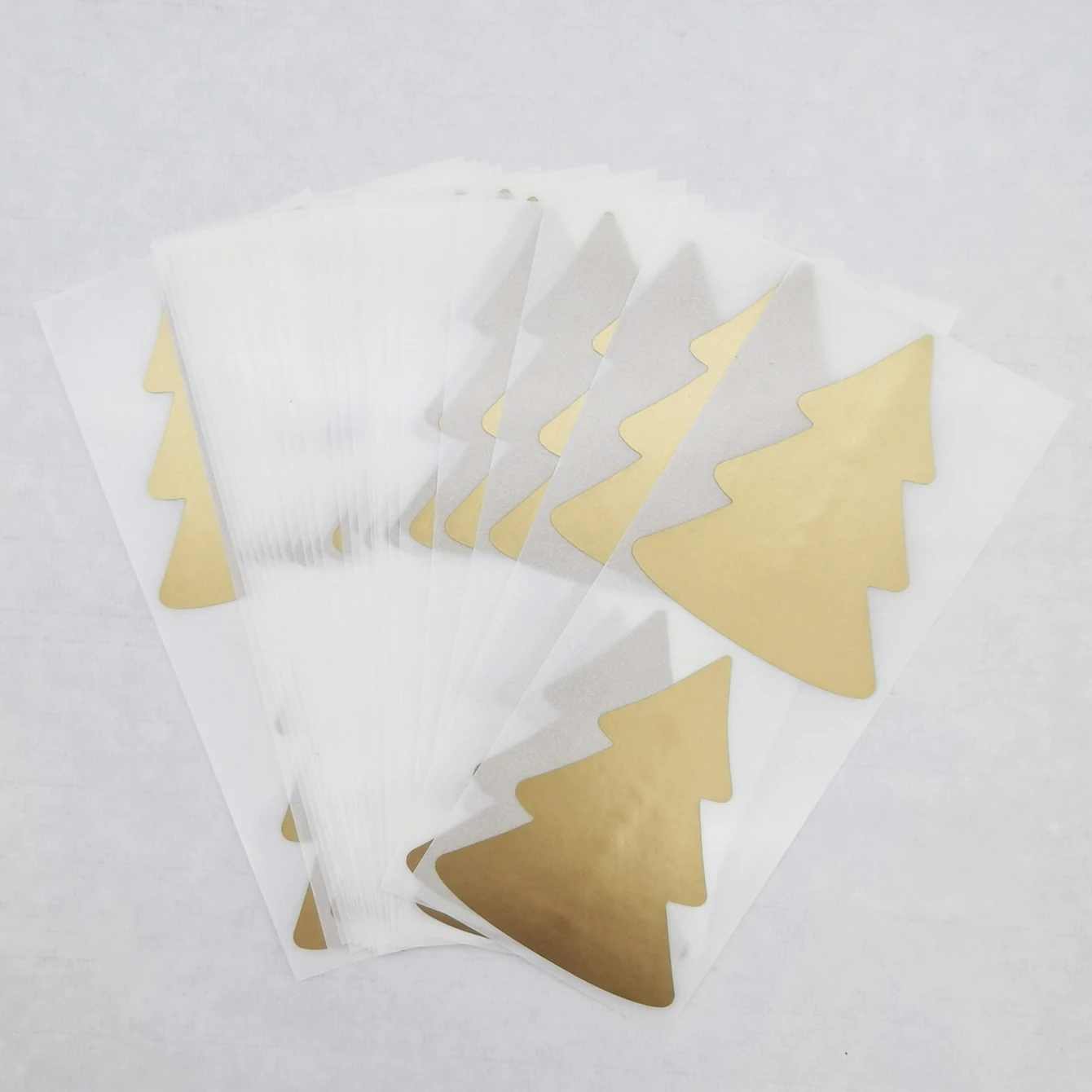 50pcs Gold Christmas Tree SCRATCH OFF Stickers Paper For Christmas Gift/Reward/Coupon/Surprise Postcard