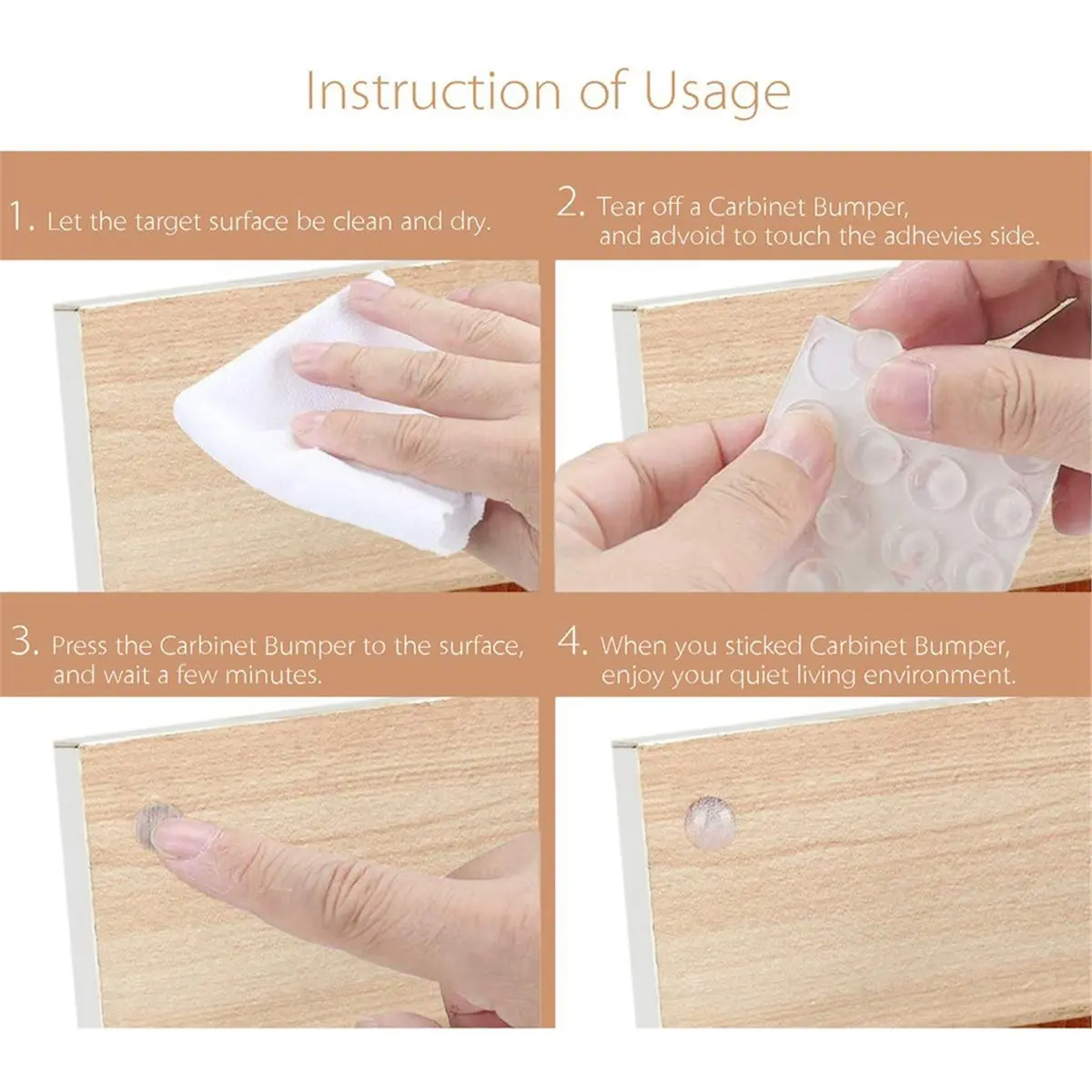 Self Adhesive Bumper Feet (10mm X 3mm) Clear Cylindrical Soft Polyurethane Pads for Cabinet Door Sound Dampening