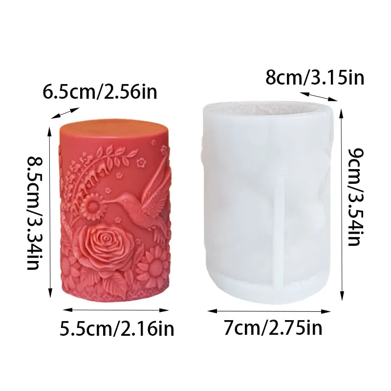 【Hummingbird Garden Embossed Candle Mold】High-Precision Replica of Feather and Petal Details, High-Temperature Resistant Silicone, Handmade DIY Aromatherapy Candle Making Tool, Reusable