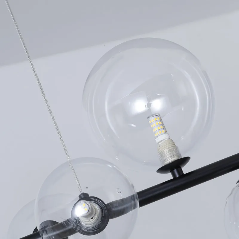 현대 유리 거품 LED 펜던트 조명, 테이블 다이닝 룸 주방 바 샹들리에 램프, 홈 장식 광택 조명 고정장치