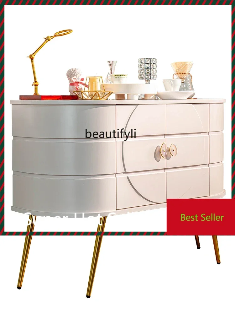 

M71 French Solid Wood Semicircle Entrance Cabinet Home Storage Cabinet I Flower Shop Curio Cabinet Corridor Aisle Console Table