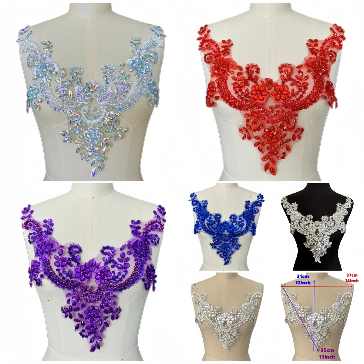 Balo Elbisesi Için göğüs Aplikler Yamalar, Boncuklu Rhinestones Kristaller Dantel Kadın Eğrisi Düğün Süslemeleri Dikiş Elbise Kostümleri