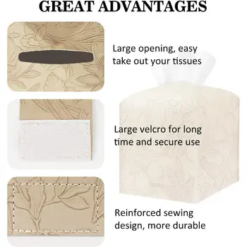 כיסוי לקופסת טישו מרובעת בצבע בז' רך, עשוי מעור PU עם חגורה תחתונה לחדר אמבטיה, שולחן עבודה במטבח, לילה 8 best sales מחזיק קופסת טישו מרובעת - №5