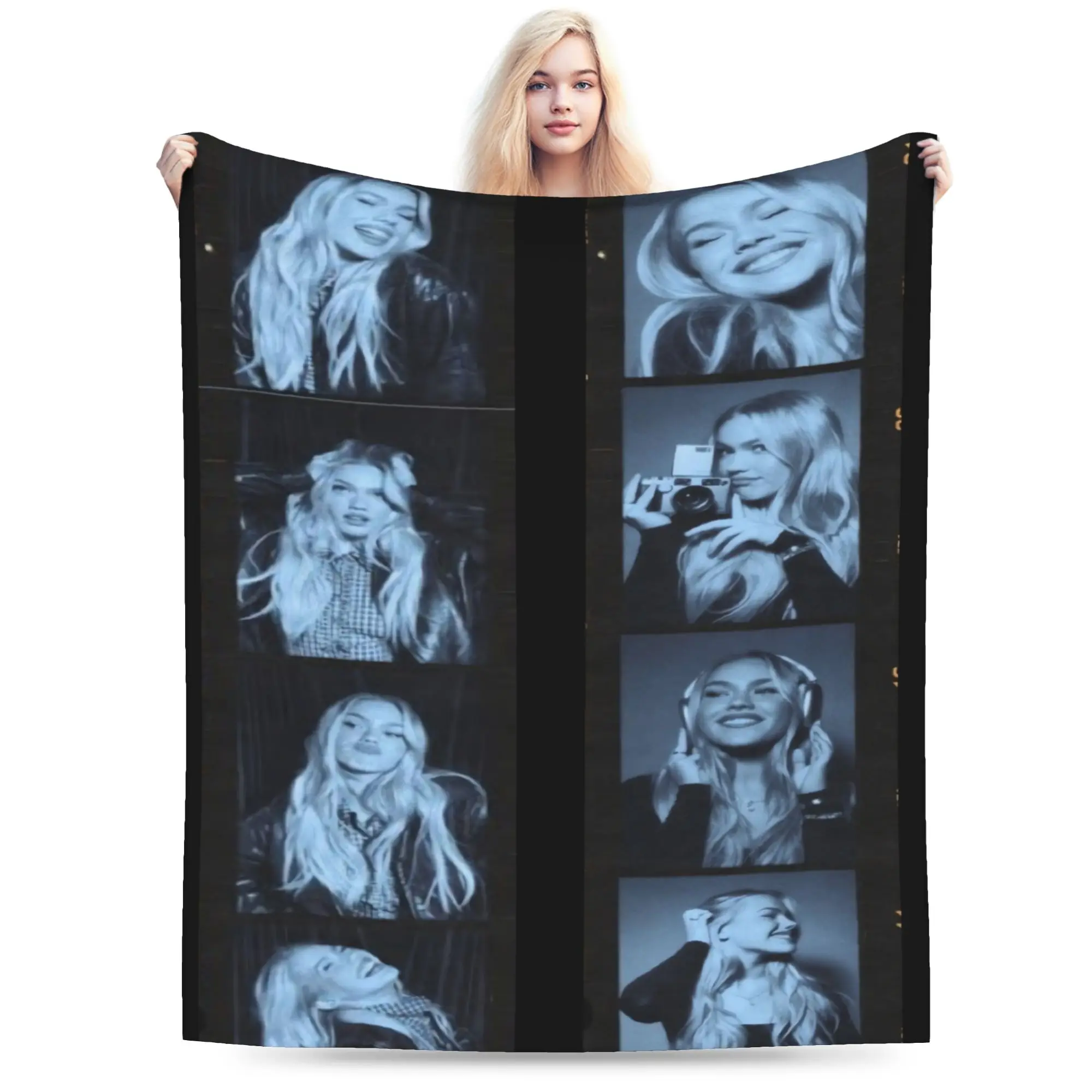 Film Strip Monochrome Freya Skye Blanket  Soft Warm Funny Plush Throw Blanket For Kids Living Room Flannel Bedspread Bed Cover
