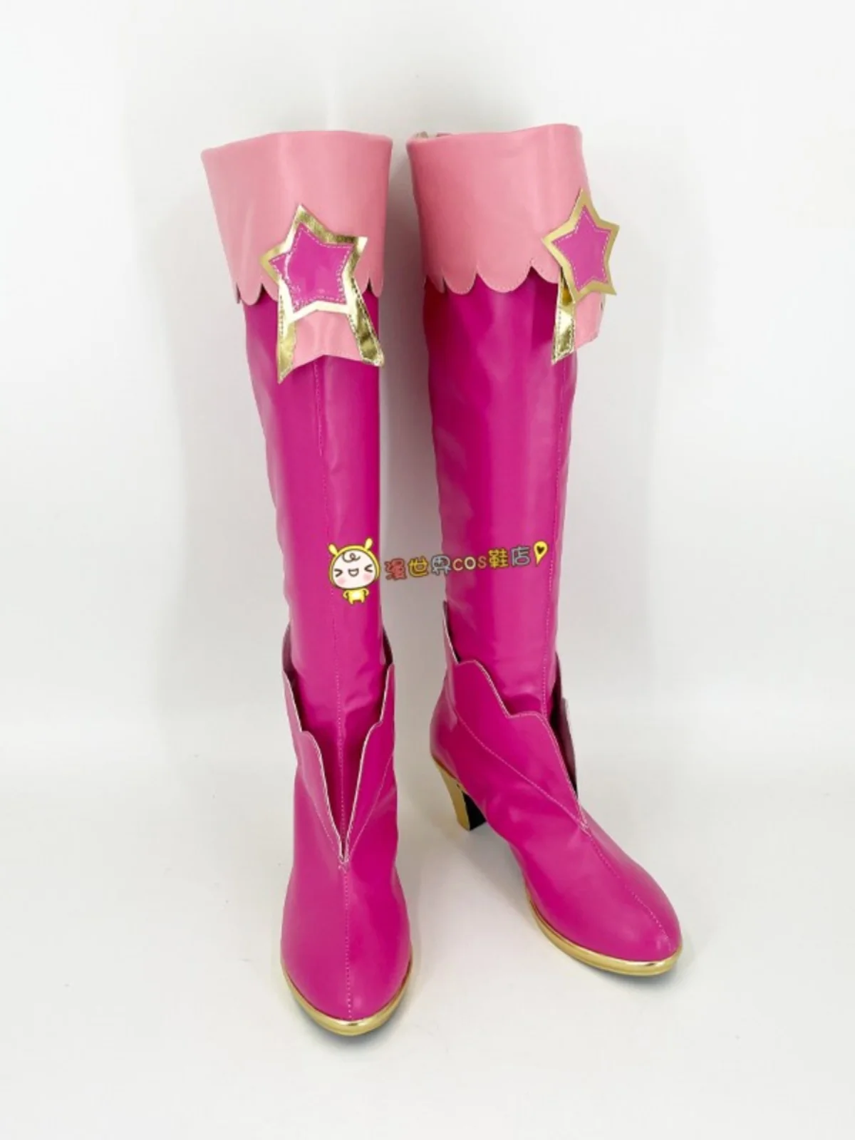 Pripara Yui Yumekawa Cosplay Costume Anime Shoes Handmade Pink Faux Leather Boots