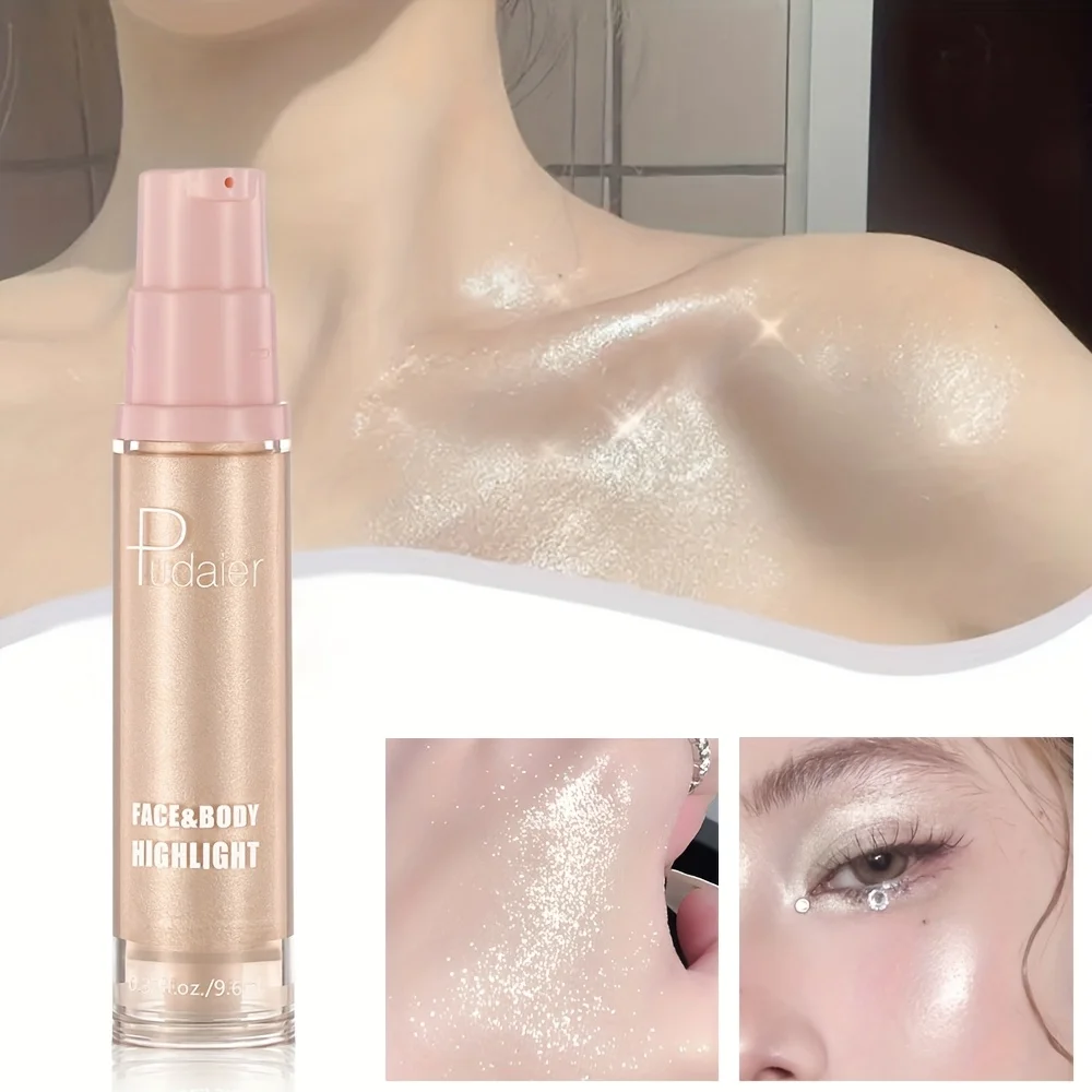 リキッド ハイライター - モイスト グリッター フォーミュラ、長持ちする高品質、きらめく仕上がりで顔の特徴を強調、メイクアップ